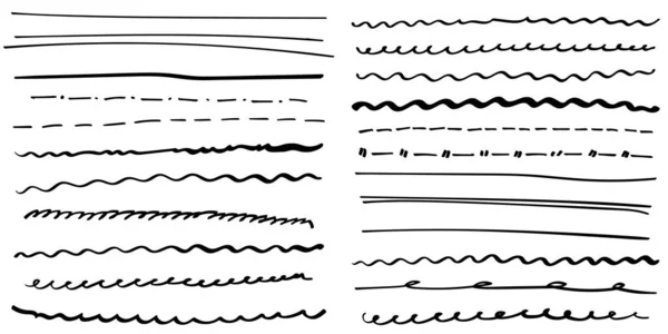 Handgetekende Collectie Van Doodle Stijl Verschillende Vormen Kunstlijnen Geïsoleerd Wit — Stockvector