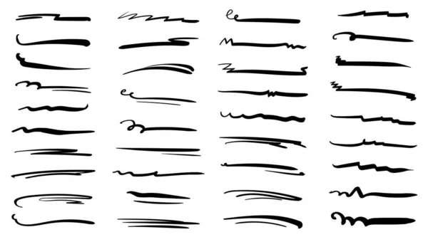 Colección Dibujada Mano Estilo Garabato Varias Formas Subraya Líneas Arte — Archivo Imágenes Vectoriales