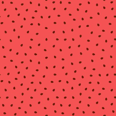 Karpuz çekirdekli kusursuz desen. Ulusal Karpuz Günü için sonsuz kırmızı arka plan. Renkli bir duvar kağıdı. Vektör illüstrasyonu
