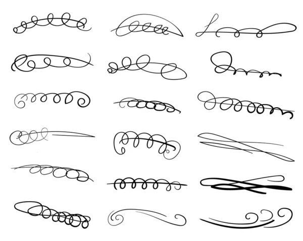 Conjunto Linhas Feitas Mão Linhas Escova Sublinhados Coleção Desenhada Mão — Vetor de Stock