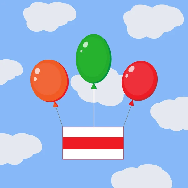 Flying Balloons White Red White Flag Belarus National Symbol Republic — Stock Vector