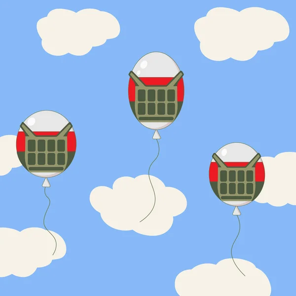 Flying White Red White Balloons Wearing Body Armor Belarus August — Stock Vector