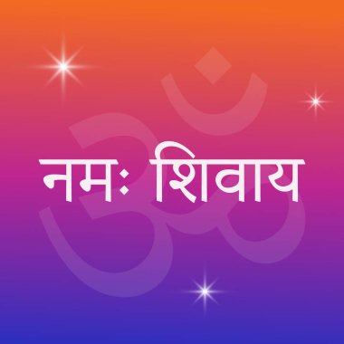 Sanskritçe yazıt, Devanagari: Om Namah Shivay. çeviri: 