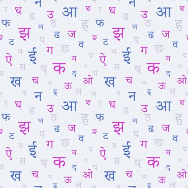 Sanskritçe, Hintçe, Marathi, Nepalce, Bihari, Bhili, Konkani, Bhojpuri, Newari dilleri içeren alfabesiz kalıp. Pastel renklerde basit bir arkaplan.