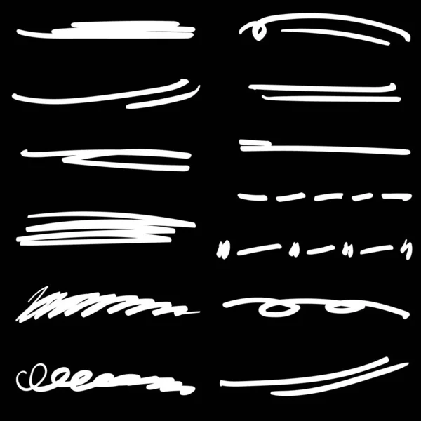 Set Linee Fatte Mano Linee Pennello Sottolineature Collezione Disegnata Mano — Vettoriale Stock