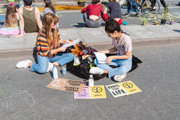 Londres, Reino Unido - 19 de abril de 2019: Manifestantes de la rebelión contra la extinción en el puente Waterloo —  Fotos de Stock