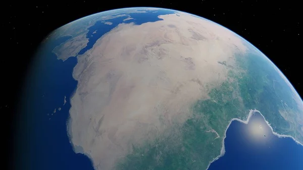 Sahara desert from space, a view of the African deserts from space, Sahara aerial view 3D render