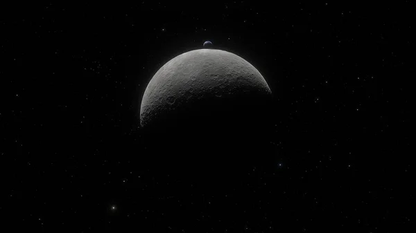 realistic moon in space, realistic moon surface, moon craters 3d render