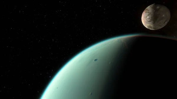 super-earth planet, realistic exoplanet, planet suitable for colonization, earth-like planet in far space, planets background 3d render