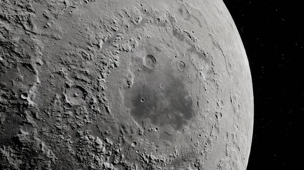 realistic moon in space, realistic moon surface, moon craters 3d render