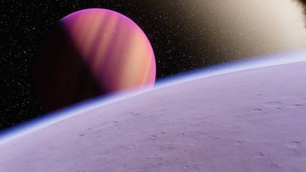 realistic surface of an alien planet, view from the surface of an exo-planet, canyons on an alien planet, stone planet, desert planet, dune planet 3d render