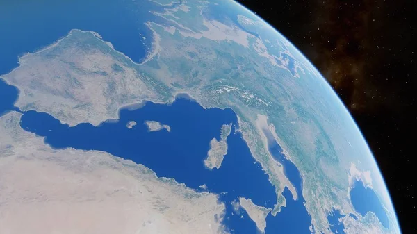realistic Earth in day from space 3d render