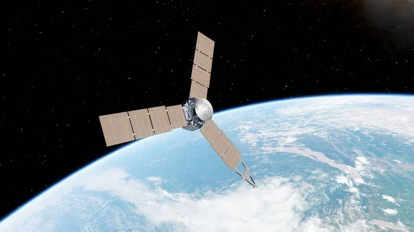 Satellite in Earth orbit, artificial satellite, telecommunications satellite 3d render