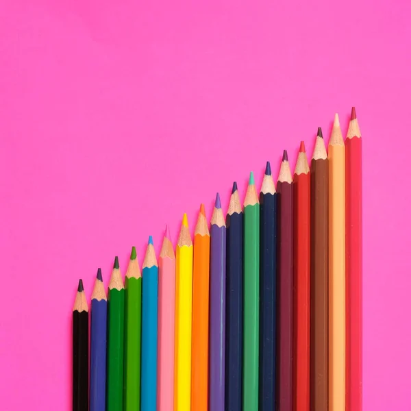 Set of wooden colored pencils for school illustration — Stock Photo, Image