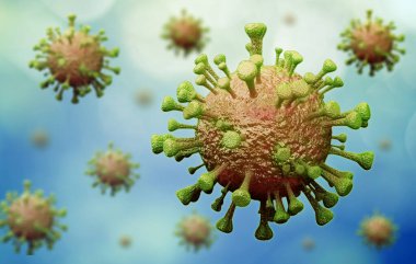 Corona virüsü geçmişinin tıbbi illüstrasyon grubu, Covid-19, 3D görüntüleme