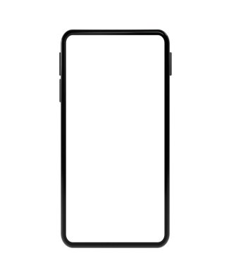 Akıllı telefon boş ekran 3D görüntülemesinin gerçekçi maketi beyaz arkaplanda izole edildi. kırpma yolu