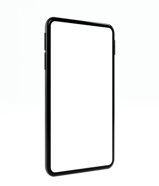 Gerçekçi model akıllı telefon boş ekran 3D görüntüleme beyaz arkaplan üzerinde izole
