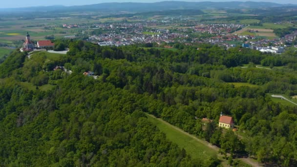 Luftaufnahme Der Stadt Bogen Bayern Einem Sonnigen Frühlingstag Während Der — Stockvideo