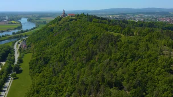 Вид Воздуха Город Боген Баварии Германии Бавария Солнечный Весенний День — стоковое видео