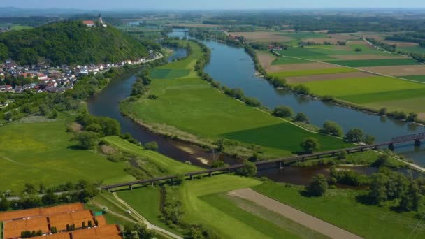 Aerial View City Bogen Bayern Germany Bavaria Sunny Spring Day — Stock Video