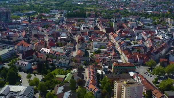 Вид Повітря Місто Деггендорф Німеччині Баварія Сонячного Весняного Дня Під — стокове відео