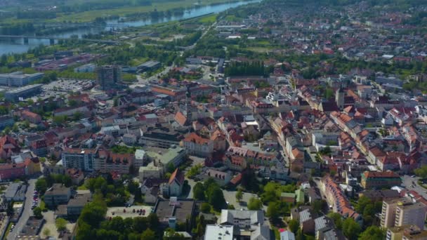 Vue Aérienne Ville Deggendorf Allemagne Bavière Par Une Journée Ensoleillée — Video