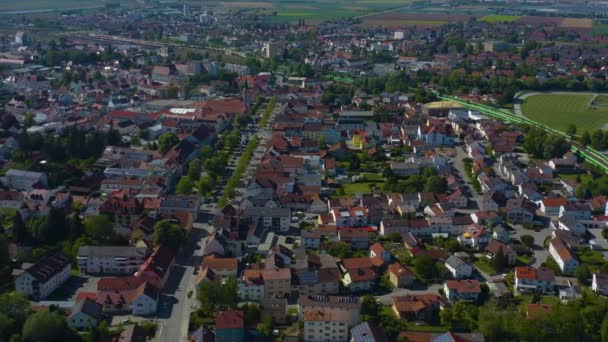 Letecký Pohled Město Plattling Německu Bavorsko Slunečného Jarního Dne Během — Stock video