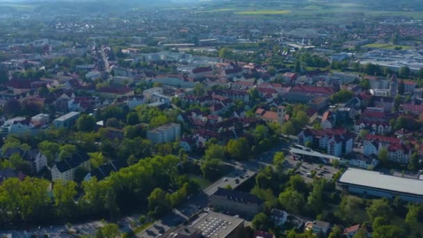 Luchtfoto Van Stad Landshut Duitsland Beieren Een Zonnige Late Voorjaarsdag — Stockvideo