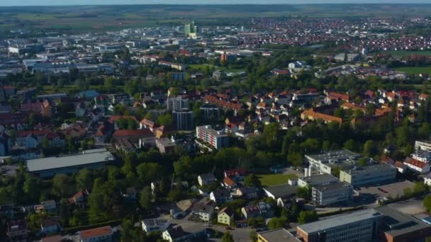 Luchtfoto Van Stad Landshut Duitsland Beieren Een Zonnige Late Voorjaarsdag — Stockvideo