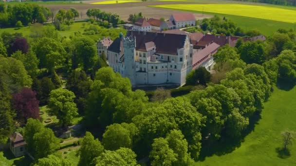 Widok Lotu Ptaka Pałac Taksówki Pobliżu Miasta Dischingen Niemczech Bawaria — Wideo stockowe