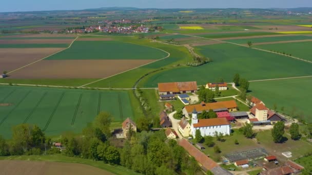 Vue Aérienne Village Lopsingen Deiningen Monastère Zimmern Allemagne Bavière Par — Video