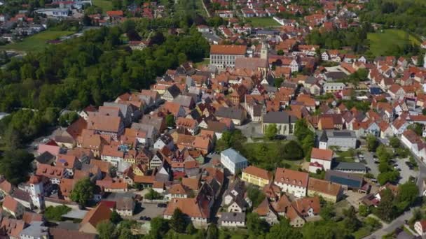 Luchtfoto Van Stad Oettingen Bayern Duitsland Beieren Een Zonnige Lentedag — Stockvideo