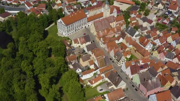 Almanya Bayern Deki Oettingen Şehrinin Havadan Görünüşü Güneşli Bir Bahar — Stok video
