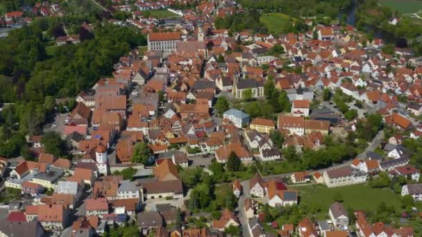 Vista Aérea Ciudad Oettingen Bayern Alemania Baviera Soleado Día Primavera — Vídeos de Stock