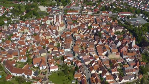 Aerial View City Wemding Germany Bavaria Sunny Late Afternoon Spring — Stock Video