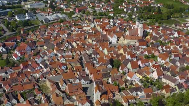 Vista Aérea Ciudad Wemding Alemania Baviera Soleado Día Primavera Por — Vídeos de Stock