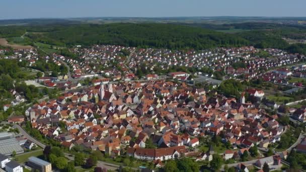 Letecký Pohled Město Wemding Německu Bavorsko Slunečného Odpoledního Jarního Dne — Stock video