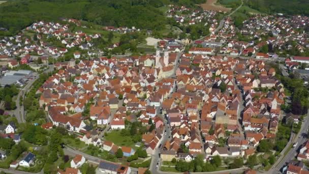 Veduta Aerea Della Città Wemding Germania Baviera Una Soleggiata Giornata — Video Stock