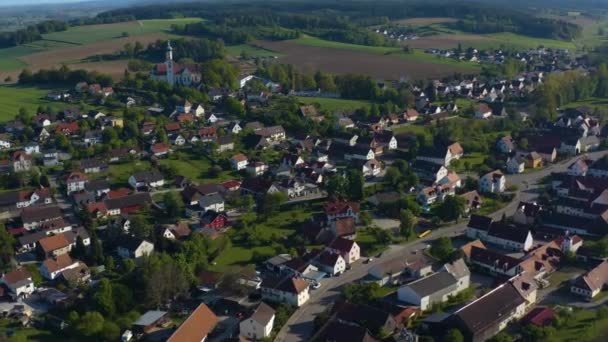 Légi Felvétel Falu Biberbach Németországban Bajorország Egy Napsütéses Késő Délután — Stock videók