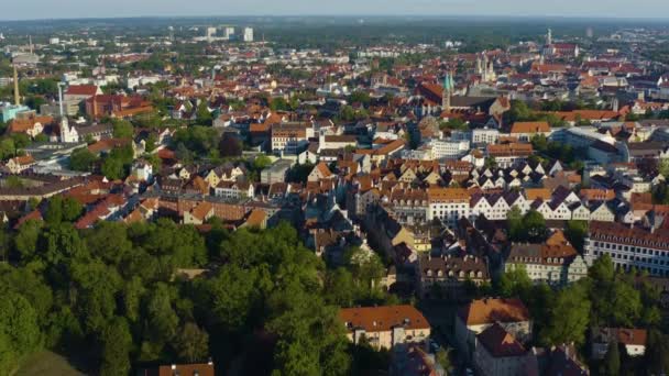 Vista Aérea Cidade Augsburg Alemanha Baviera Dia Ensolarado Primavera Durante — Vídeo de Stock