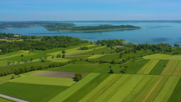 Aerial View Buildings Green Trees Roads — Stock Video