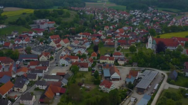 Aerial View Buildings Green Trees Roads — Stock Video