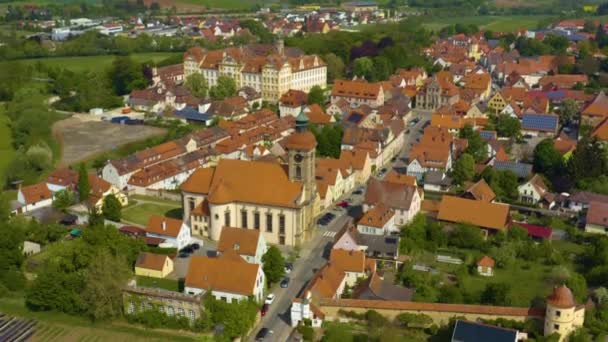 Widok Powietrza Budynki Zielonymi Drzewami Drogami — Wideo stockowe