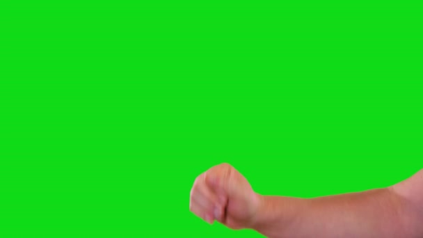 Male Hand Sign Green Screen — Stock Video