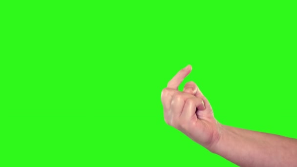 Мужской Знак Руки Подойдите Сюда Над Зеленым Экраном — стоковое видео