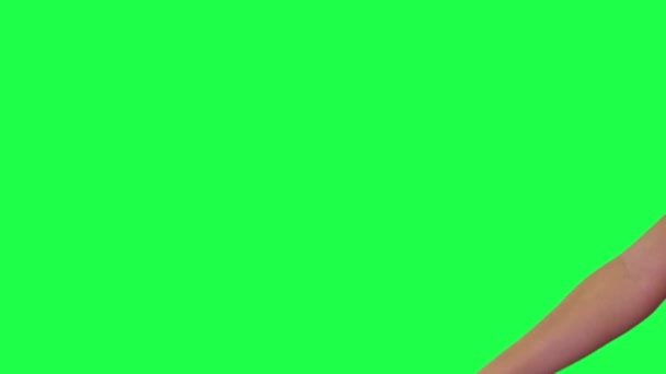 Жіночий Знак Мікрофон Падає Зелений Екран — стокове відео