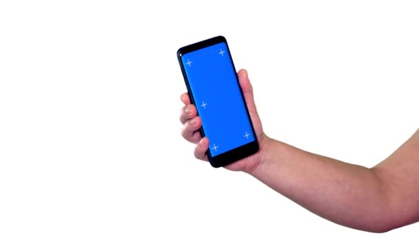 Téléphone Cellulaire Écran Bleu Sur Écran Blanc — Video