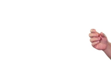 El işareti beyaz ekranda insanın parmaklarını şıklatıyor