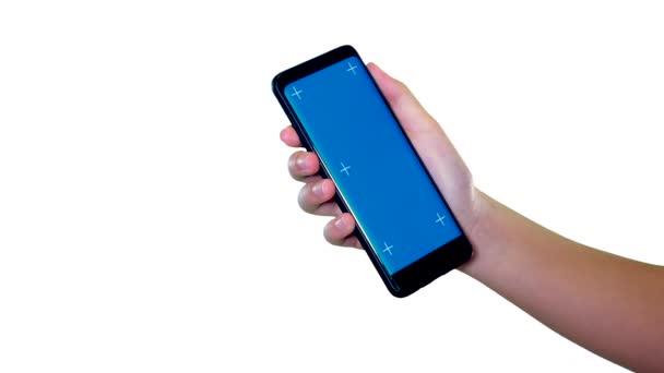 Синій Екран Мобільного Телефону Над Білим Екраном — стокове відео