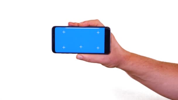 Bluescreen Handy Über Weißem Bildschirm — Stockvideo